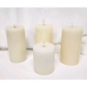 Lot of Luminara Cream Wax Flameless Battery Operated Candle Pillar Ivory Read